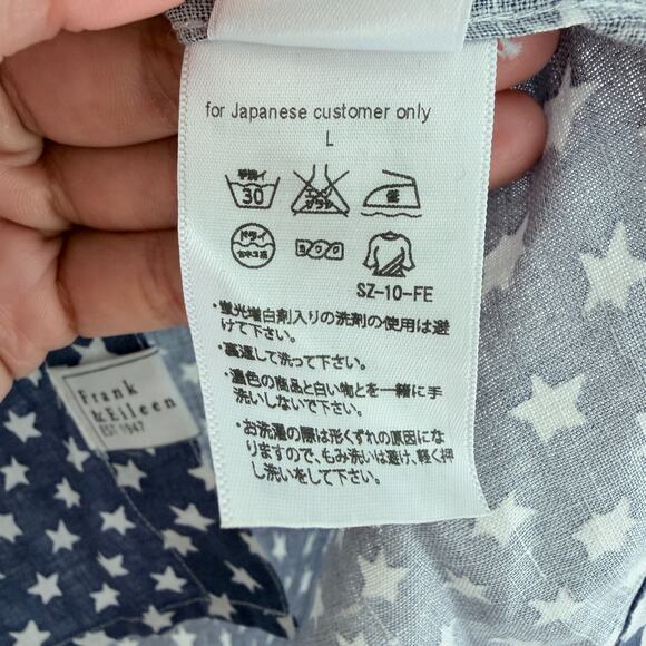 Frank & Eileen Fiona Top Women Medium Blue Linen Sleeveless Button Up Star Print - Picture 9 of 11